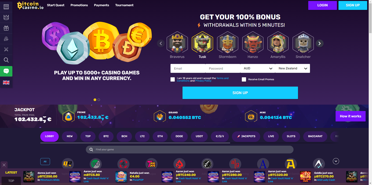Bitcoincasino.io review Screenshot Bitcoincasino.io review Screenshot