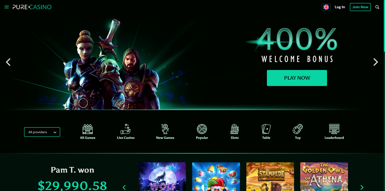 Pure Casino review Screenshot Pure Casino review Screenshot
